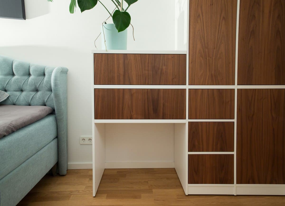 Brown and white wooden cabinet
